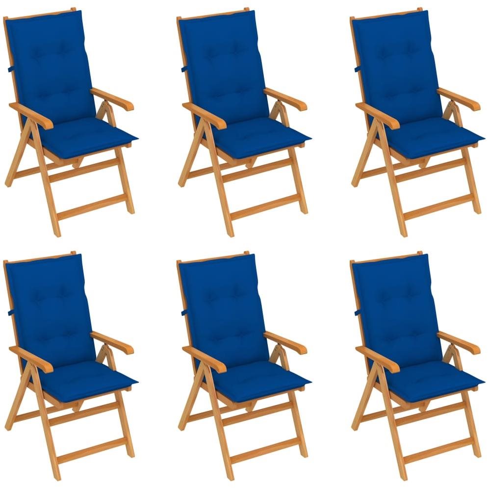 SHUMEE Kreslo záhradné kráľovsky modrej podušky, teak 3065585 – 6...