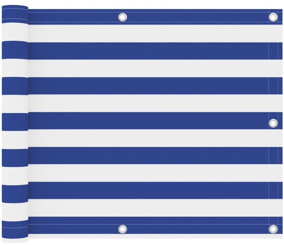 Balkónová zástena biela a modrá 75 × 500 cm oxfordská látka 134914...