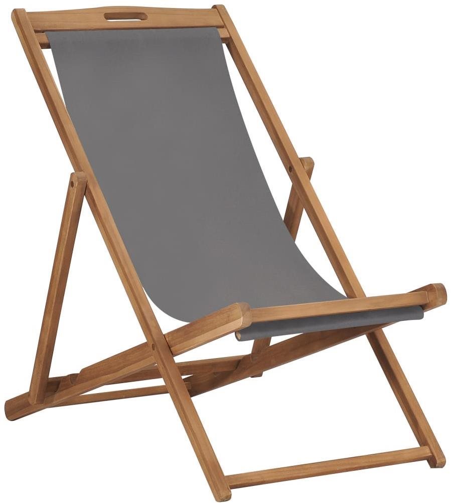 Skladacie plážové kreslo masívne teak sivé 47415 Záhradné kreslo