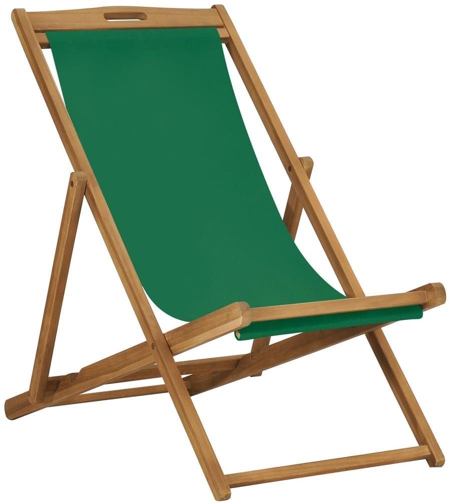 Skladacie plážové kreslo masívny teak zelené 47416 Záhradné kreslo