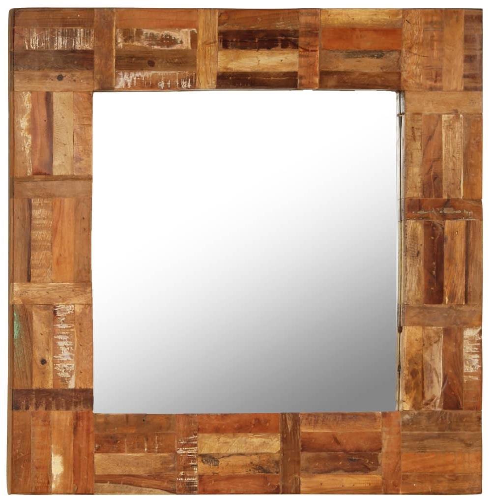 Nástenné zrkadlo masívne recyklované drevo 60 × 60 cm Zrkadlo