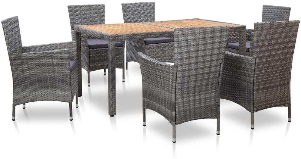 7-dielny záhradný jedálenský set s poduškami polyratan sivý 46021...