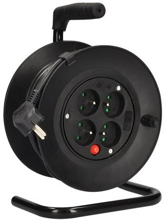 Solight prodlužovací přívod na bubnu, 4 zásuvky, 15m, černý kabel,...