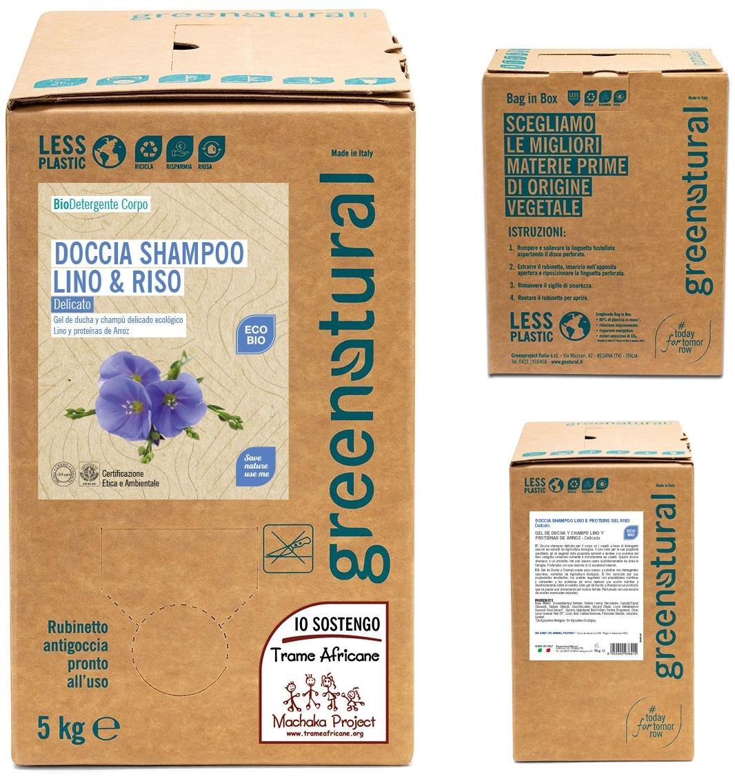GREENATURAL 2in1 len és rizs 5 kg Tusfürdő