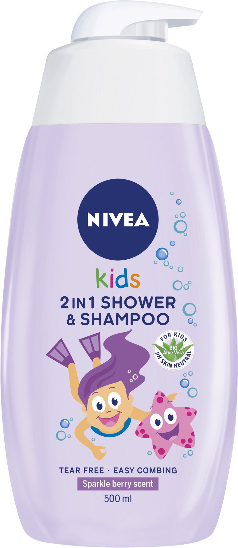 NIVEA Kids 2 in 1 Shower & Shampoo Girl 500 ml Detský sprchový gél