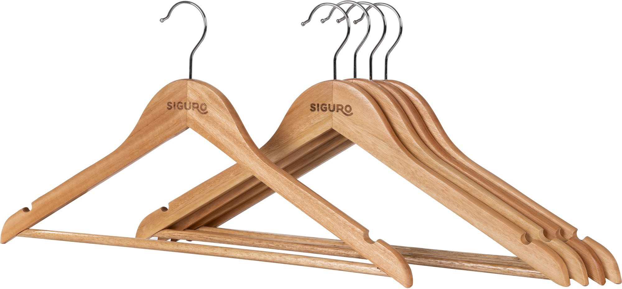 Siguro Essentials aus Holz, natural, 5 Stück Kleiderbügel