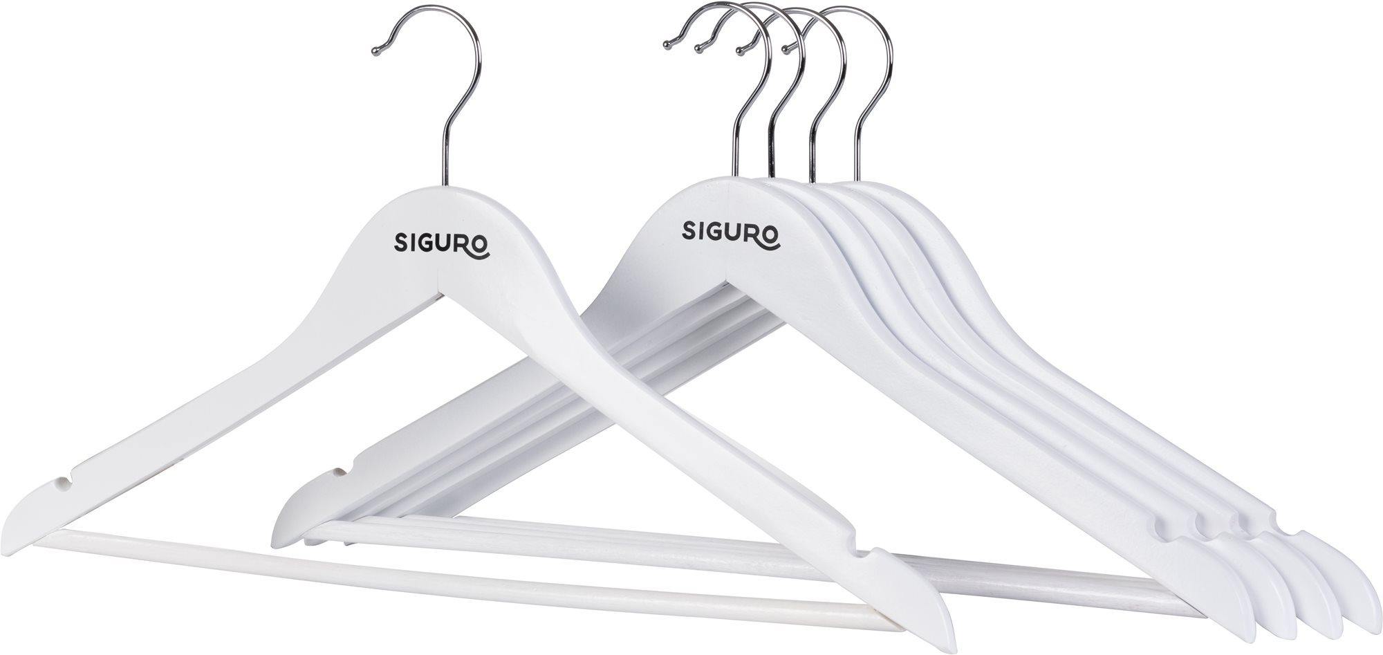Siguro Essentials fából készült, fehér, 5 db Vállfa
