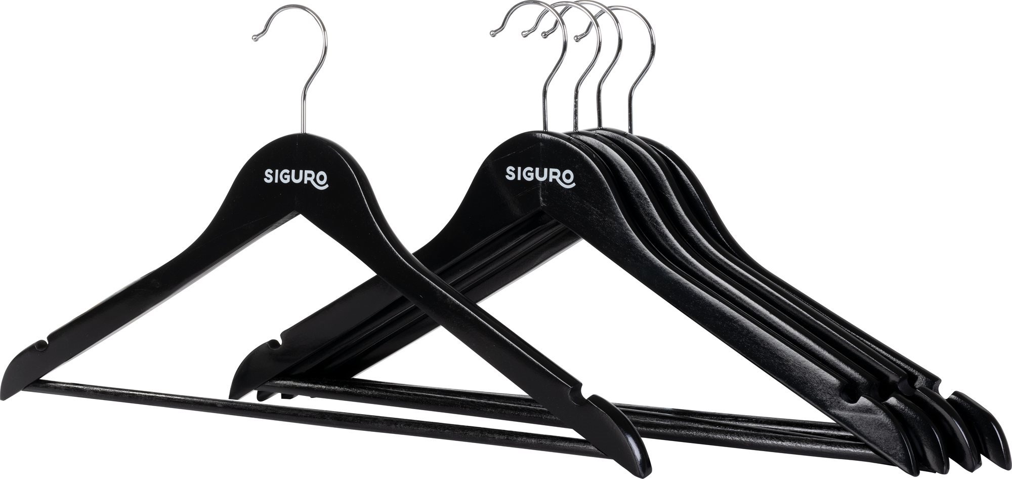Siguro Essentials fából készült, fekete, 5 db Vállfa