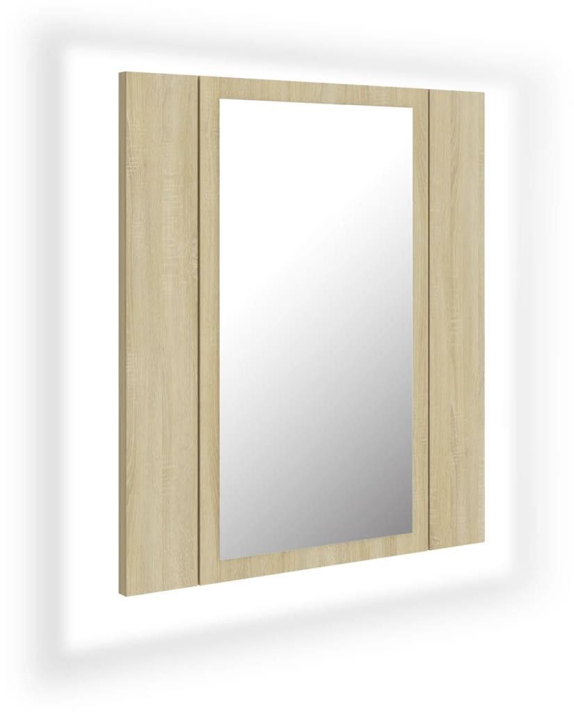 Shumee LED Kúpeľňová skrinka so zrkadlom – dub sonoma, 40 × 12 × 45...