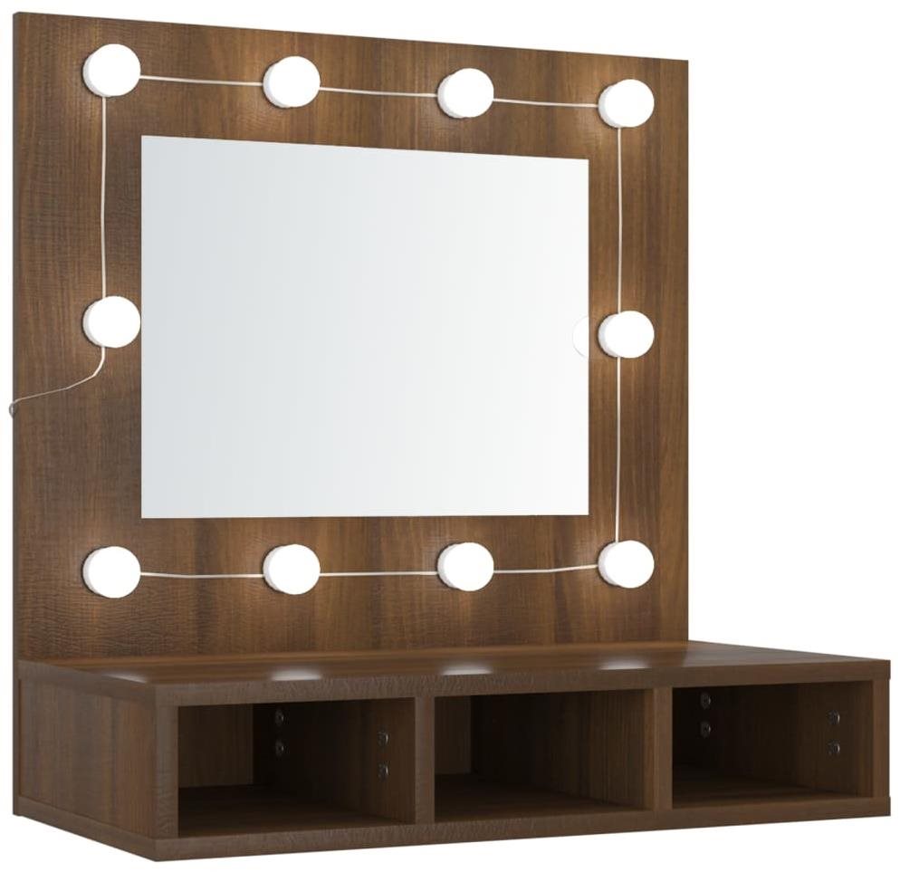 Shumee Zrkadlová skrinka s LED – hnedý dub, 60 × 31,5 × 62 cm...