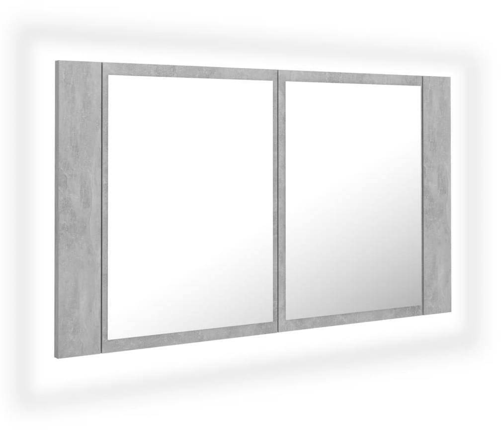 Shumee LED Kúpeľňová skrinka so zrkadlom – betónovo sivá, 80 × 12 ×...