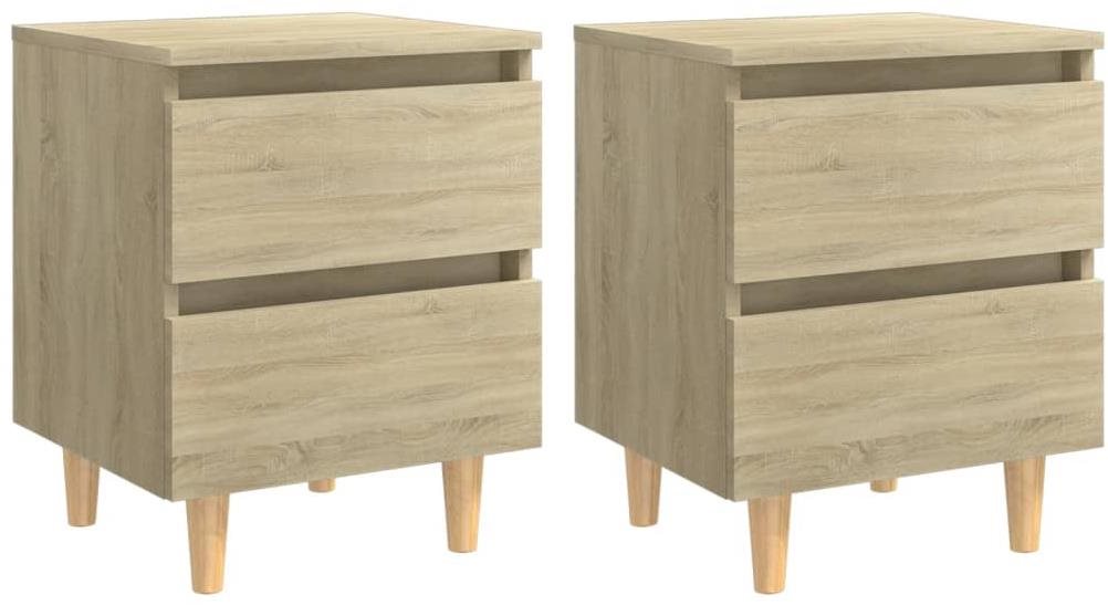SHUMEE Nočné stolíky s nohami z borovice 2 ks dub sonoma 40 × 35 ×...