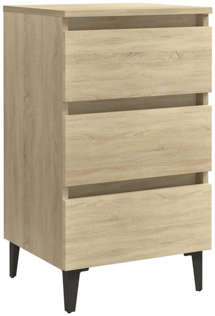 SHUMEE Nočný stolík s kovovými nohami dub sonoma 40 × 35 × 69 cm,...