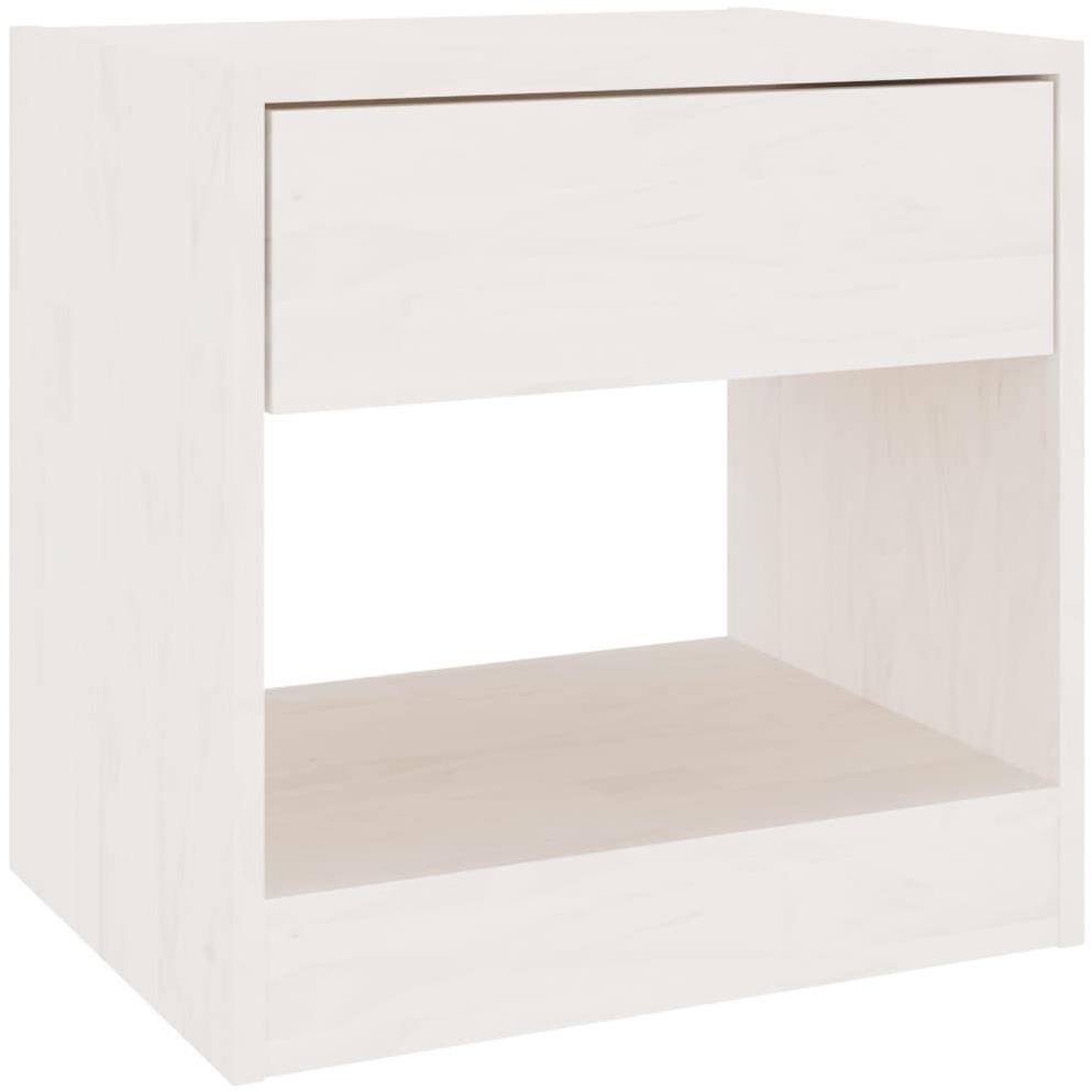 SHUMEE Nočný stolík biely 40 × 31 × 40 cm masívne borovicové drevo,...
