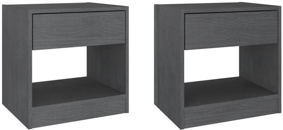 SHUMEE Nočné stolíky 2 ks sivé 40 × 31 × 40 cm masívne borovicové...