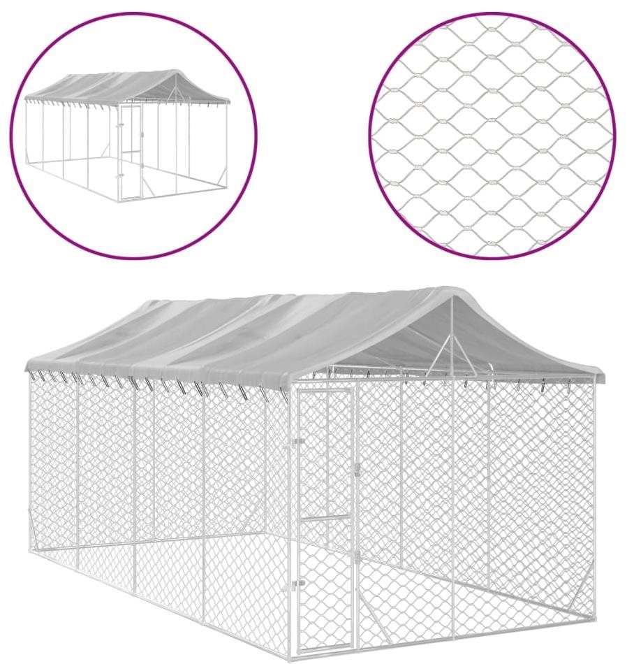 Shumee Vonkajší so strechou strieborný 3 × 6 × 2,5 m oceľ Koterec...