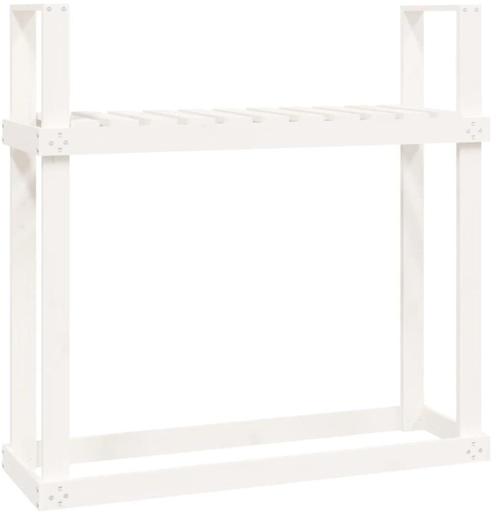SHUMEE Dreváreň, masívna borovica, biela 110 × 35 × 108,5 cm Dreváreň