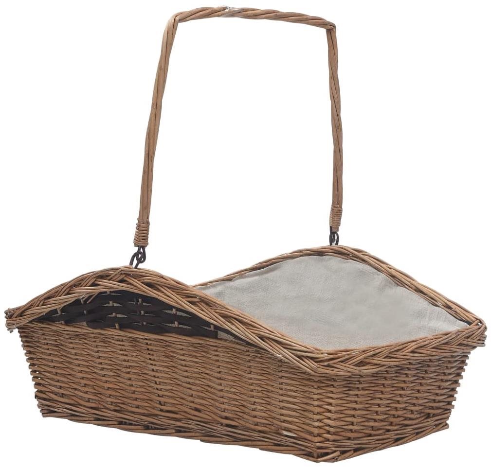 SHUMEE Kôš na drevo s uchom 61,5 × 46,5 × 58 cm hnedý vŕba Kôš na...