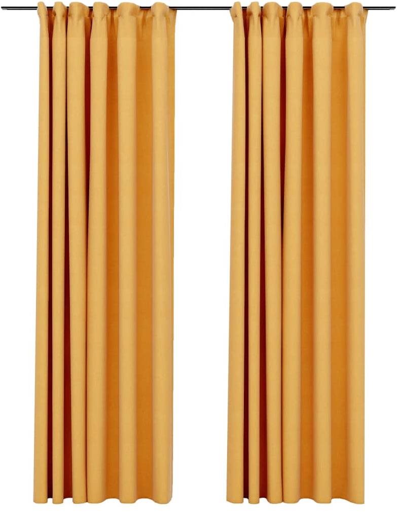 SHUMEE Zatemňovací závěsy s háčky vzhled lnu, 2 ks, 140 × 225 cm,...