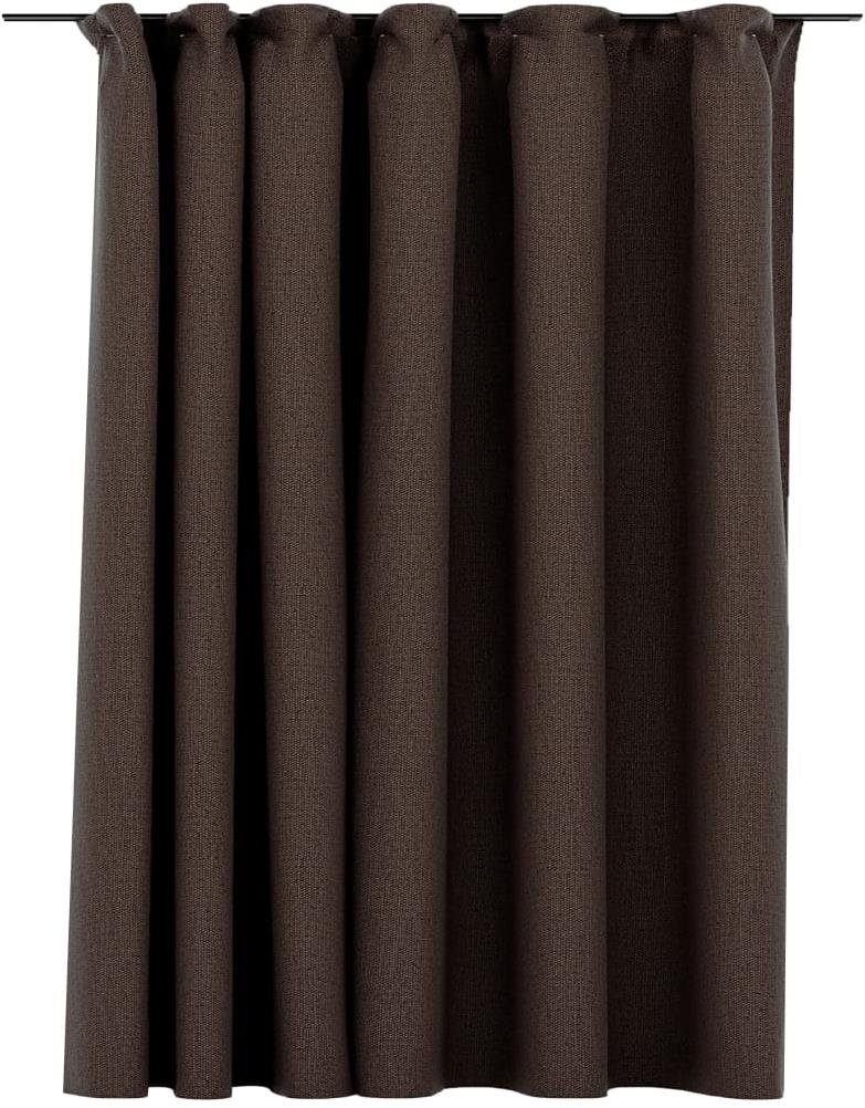 SHUMEE Zatemňovací záves s háčikmi vzhľad ľanu, 290 × 245 cm, taupe...