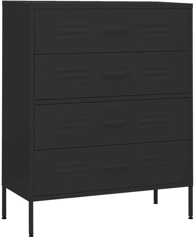 Shumee Komoda so zásuvkami čierna 80 × 35 × 101,5 cm oceľ Komoda