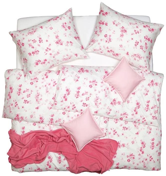 SCANquilt obliečky SATÉN sakura bielo-ružové Obliečky