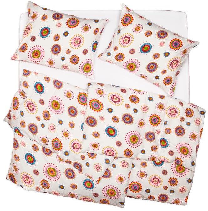 SCANquilt obliečky KREP kolesá-desi bielo-pestré Obliečky