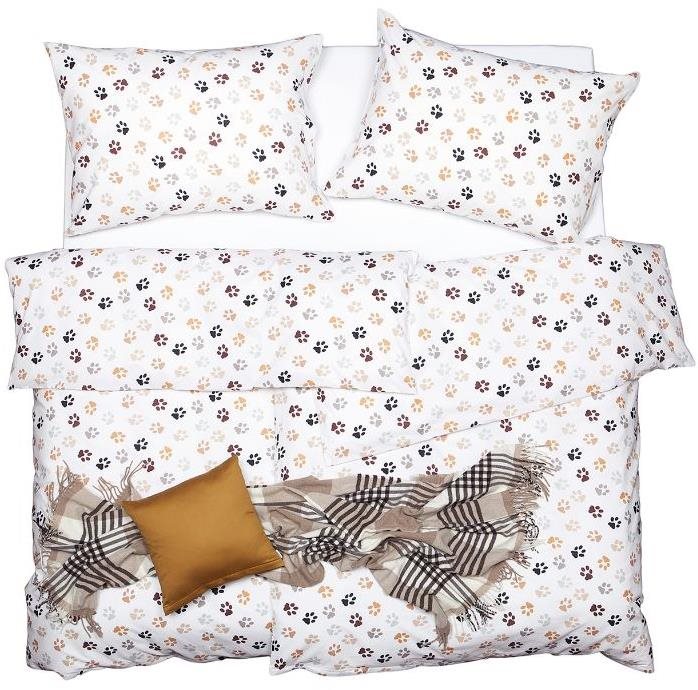 SCANquilt obliečky KLASIK labky bielo-hnedé Obliečky