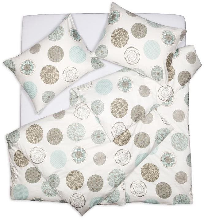 SCANquilt obliečky SATÉN PLUS kolesá patch smotanovo-tyrkysové...