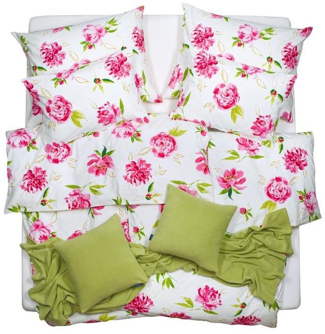 SCANquilt obliečky FINO DESIGN flowers bielo-červené Obliečky