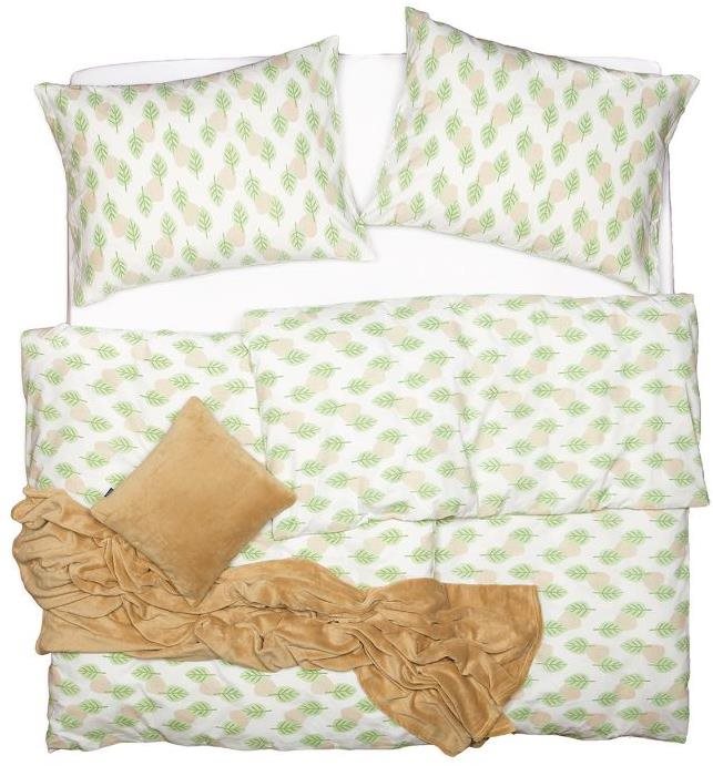 SCANquilt obliečky KLASIK listy béžovo-zelenkavé Obliečky