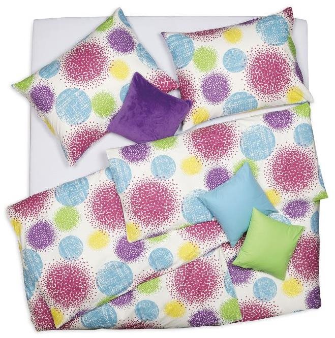 SCANquilt obliečky KLASIK DESIGN bubbles ružovo-žlto-zelené Obliečky