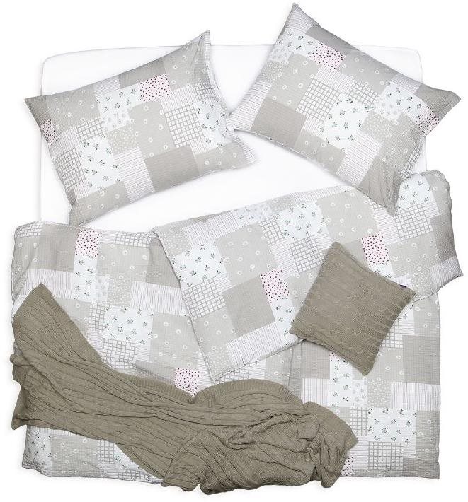 SCANquilt obliečky KREP patchwork béžové Obliečky