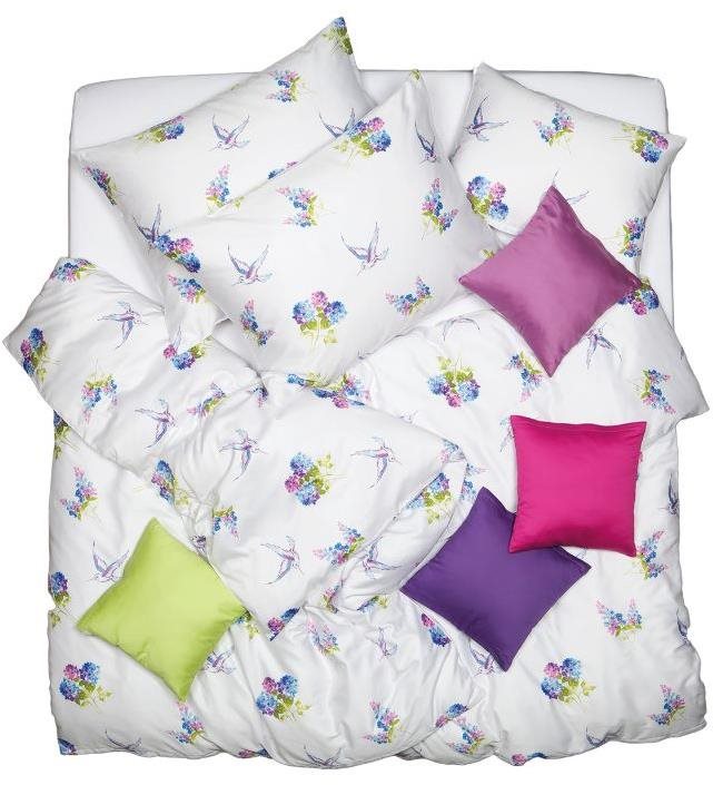 SCANquilt obliečky SATÉN DESIGN spring bielo-modro-fialové Obliečky