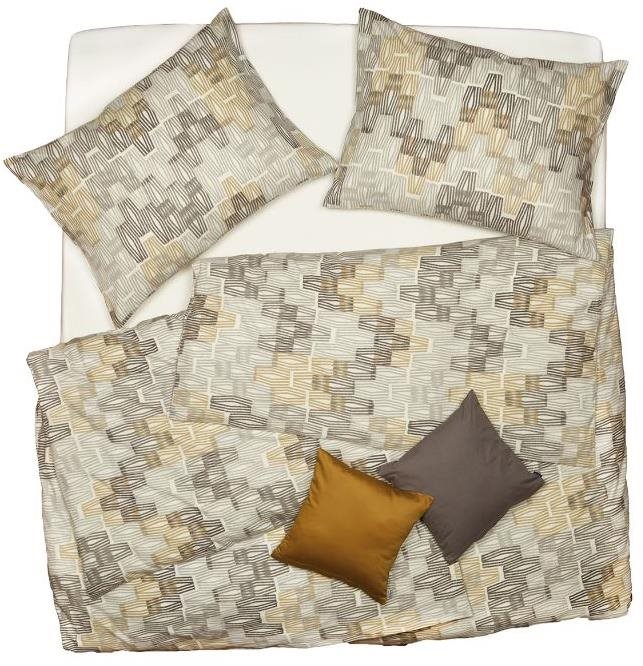 SCANquilt obliečky FLANEL retro geo béžovo-hnedé Obliečky