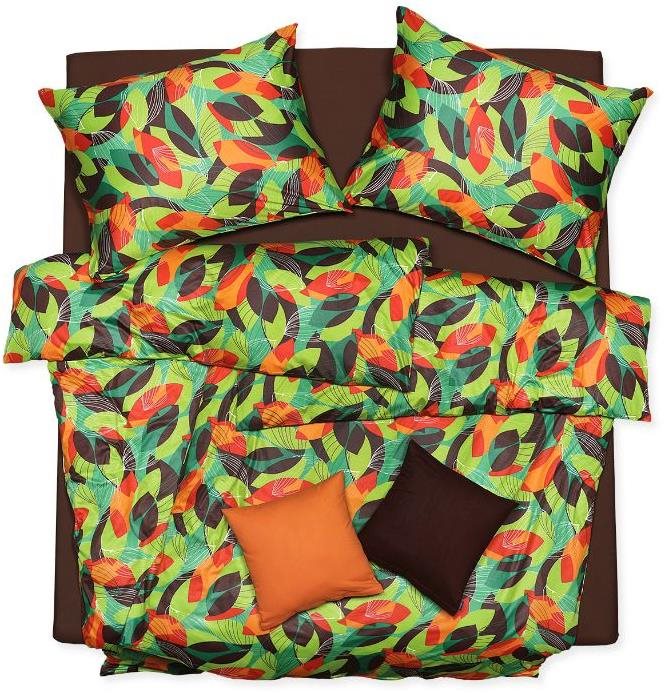 SCANquilt obliečky ART JERSEY retro zeleno-hnedo-oranžové Obliečky
