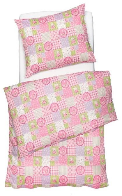 SCANquilt obliečky KLASIK baby patch ružovo-zeleno-fialové Obliečky