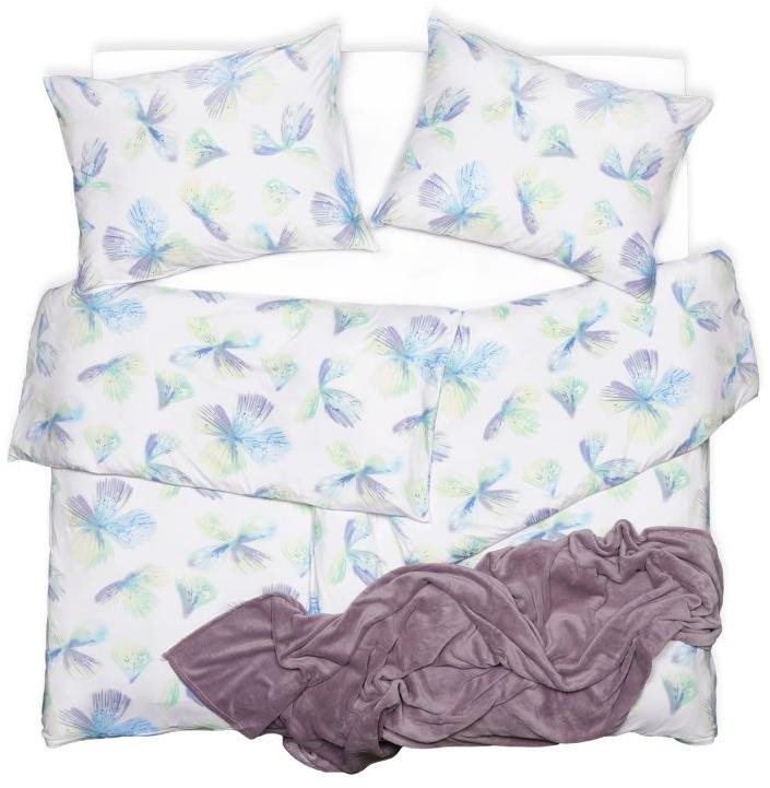 SCANquilt obliečky JERSEY kvety bielo-tyrkysové Obliečky