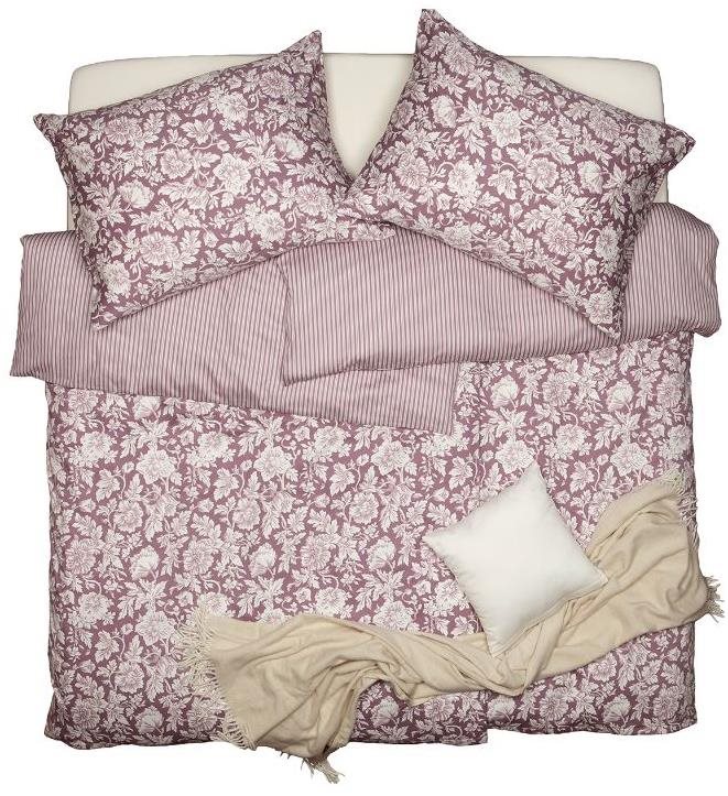 SCANquilt obliečky SATÉN PLUS rastliny + prúžky fialové Obliečky