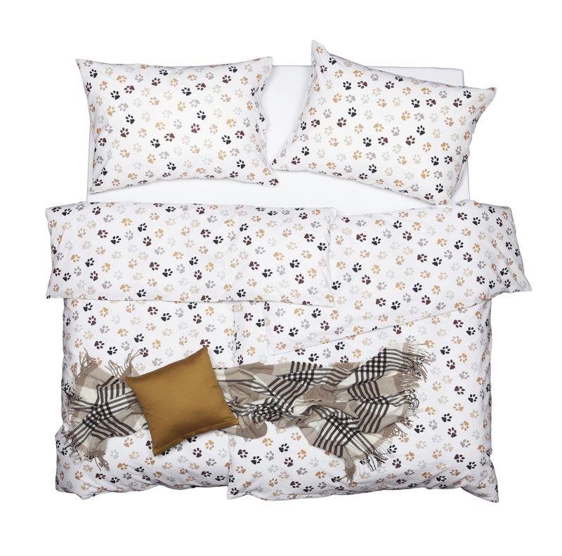 SCANquilt obliečky KREP labky bielo-hnedé Obliečky