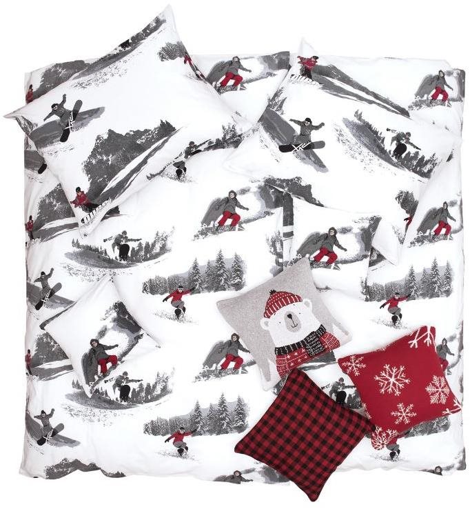 SCANquilt obliečky KLASIK SOFT snowboard bielosivá Obliečky