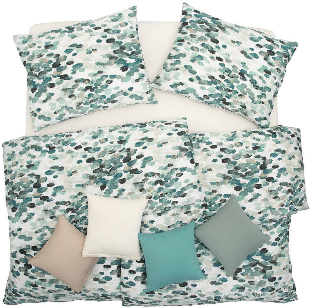 SCANquilt obliečky SATÉN TENCEL DESIGN spots smotanovo-tyrkysové...