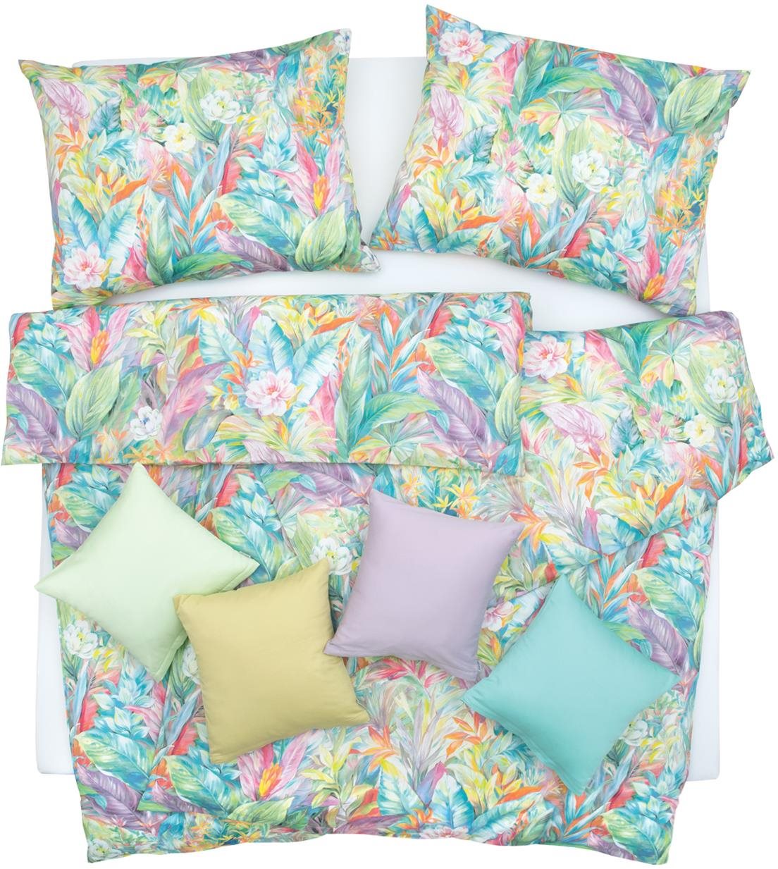 SCANquilt obliečky SATÉN DESIGN tropicana pestrá 140 × 200/70 × 90...