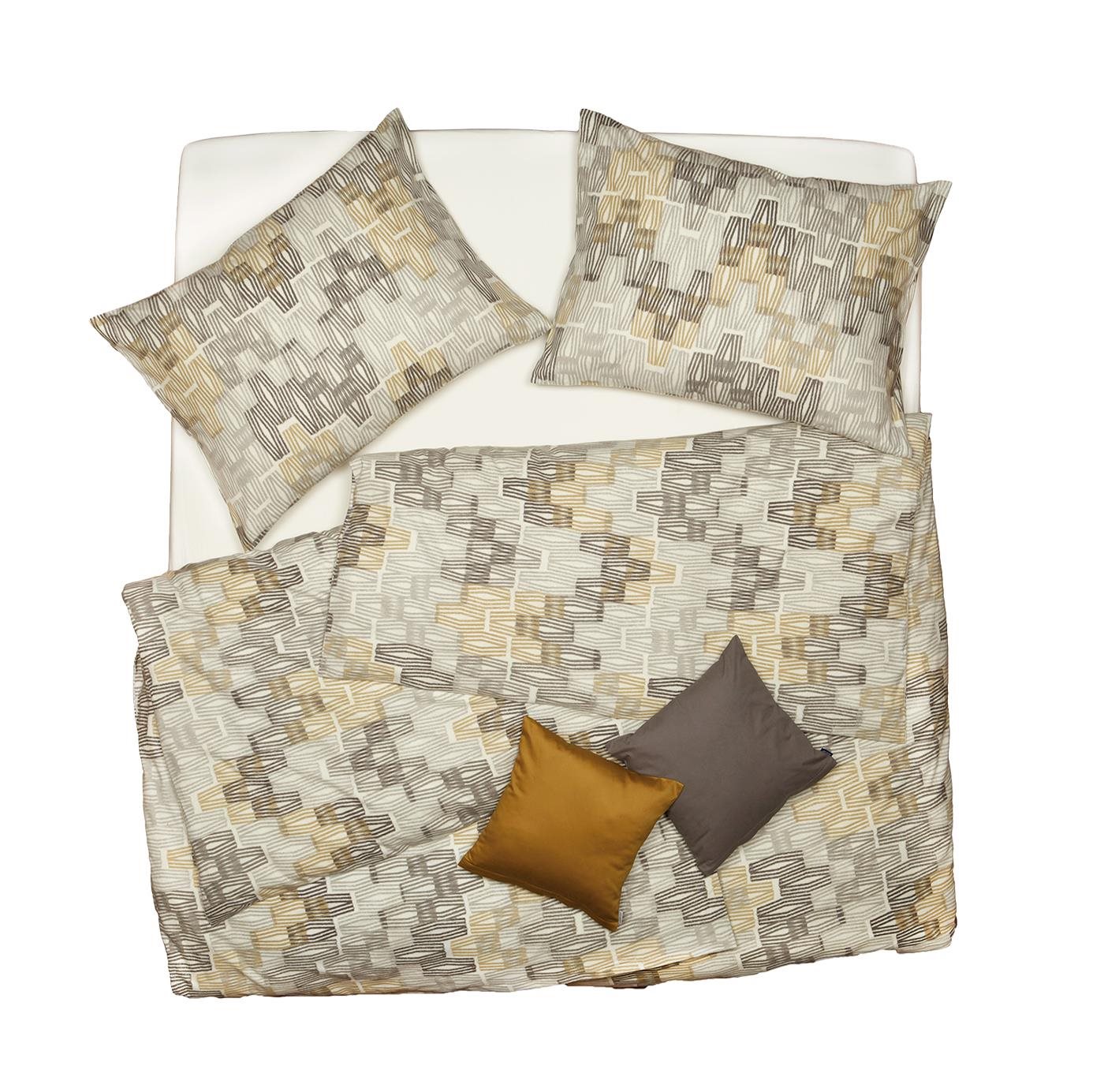 SCANquilt obliečky FLANEL retro geo béžovohnedá 140 × 220/70 × 90...