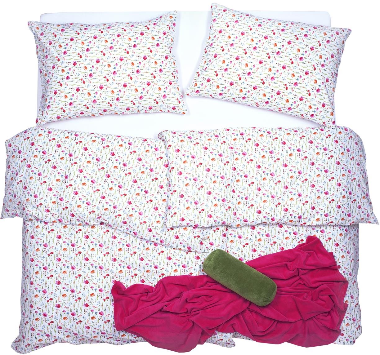 SCANquilt obliečky KREP kvety pestré 140 × 200/70 × 90 cm Obliečky