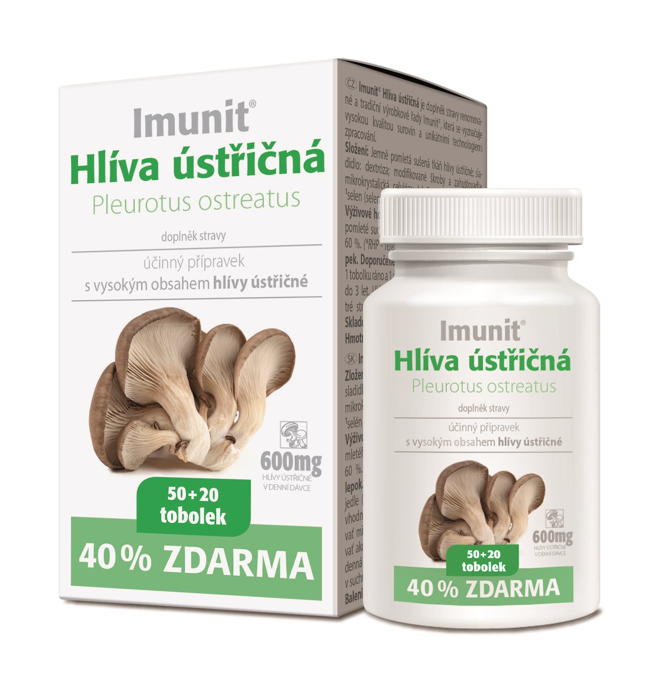 Hliva ustricová Imunit 50 + 20 tob. zdarma Hliva ustricová
