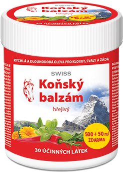Koňský balzám SWISS hřejivý 500 + 50 ml Tělový gel