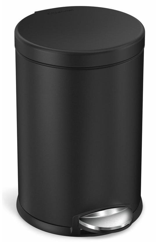 Simplehuman Tret-Abfalleimer - 4,5 l, rund, mattschwarzer Stahl...