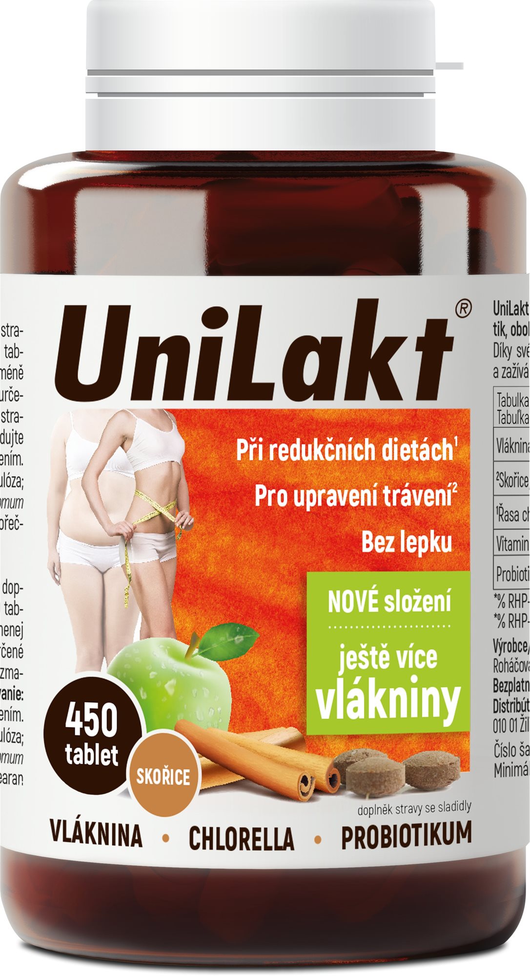 Unilakt so škoricou tbl. 450 Doplnok stravy