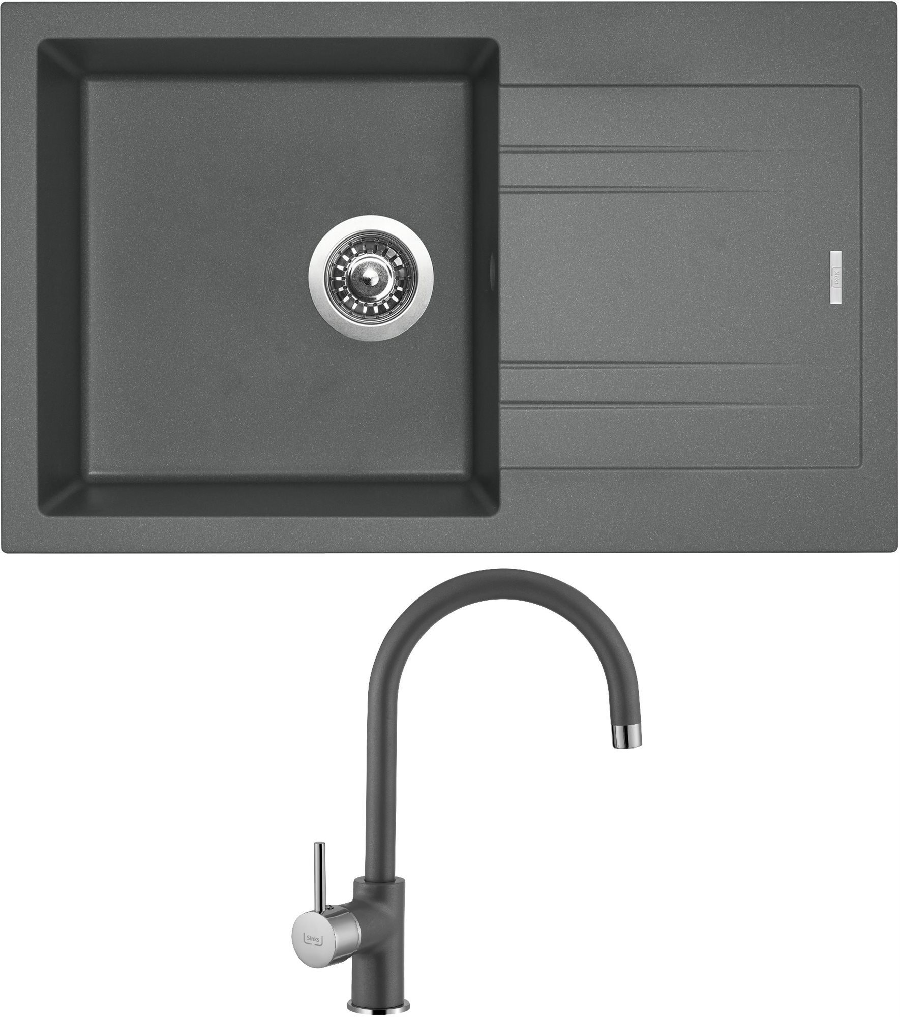 SINKS LINEA 780 N Titanium + SINKS VITALIA GR Set drezu a batérie